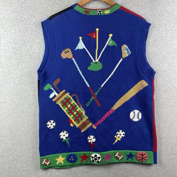 Vintage Jack B Quick Sweater Vest Men Large Sport Cardigan Soccer Baseball Retro - Picture 2 of 13